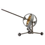 Gyroscope and gimbals precessing. handle used as weight.