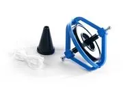 Blue mini gyroscope with supplied stand and string